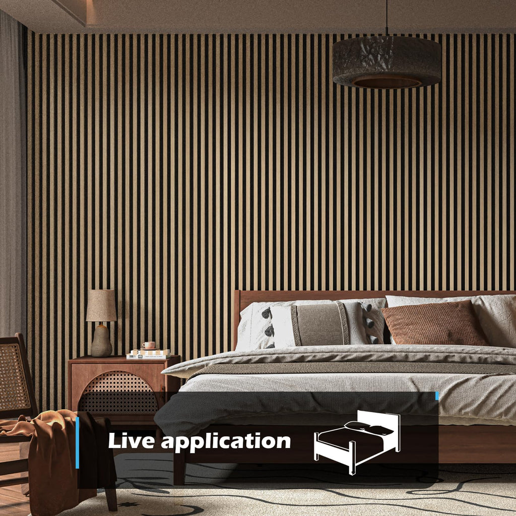 108 x 12 in 3D Fluted Soundproof Wood Slat Wall Panel, 2-Pack, Peach