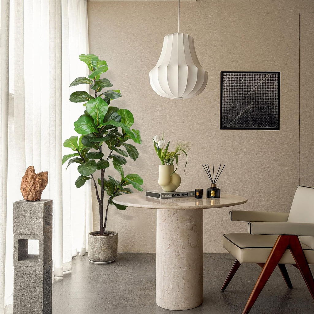 Artificial Fiddle Leaf Fig Tree 6ft, Large Faux Plant Fake Ficus lyrata Silk Trees with Pot Outdoor House Living Room