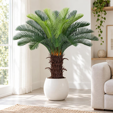 3ft Artificial Sago Palm - 36in Faux Cycas Revoluta Fake Floor Plant, Fake Floor Plant for Indoor Outdoor, Front