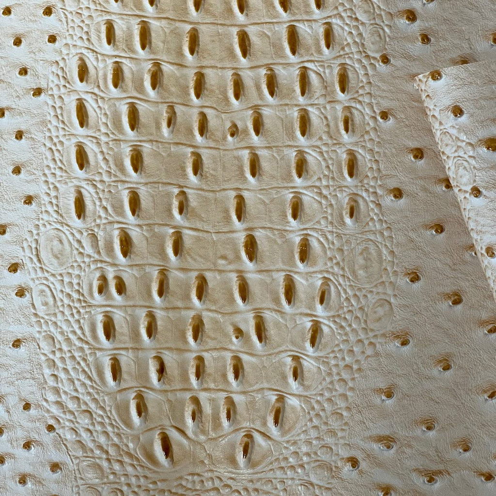 Beige Gatorich Faux Leather Upholstery Crafting Vinyl Fabric - Sold By The Yard - 54"