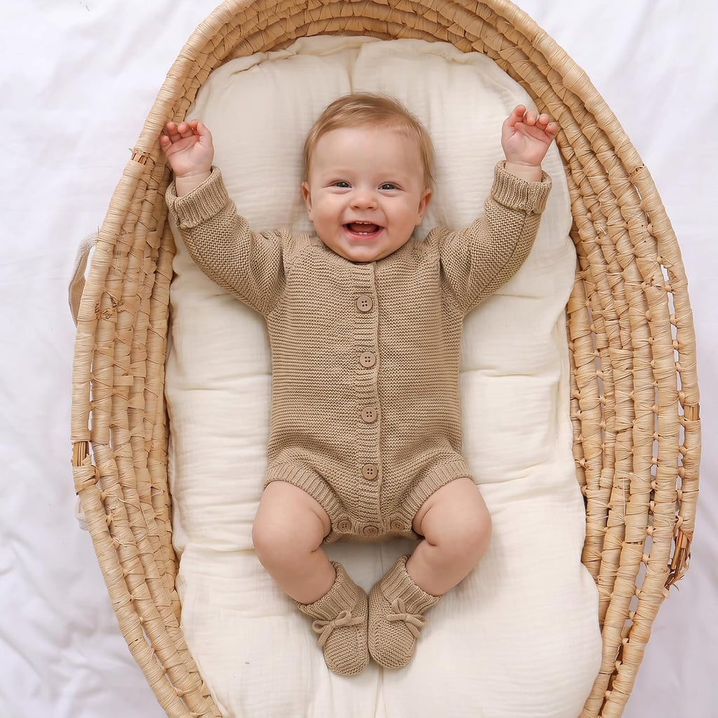 Cotton Baby Sweater and Booties Set