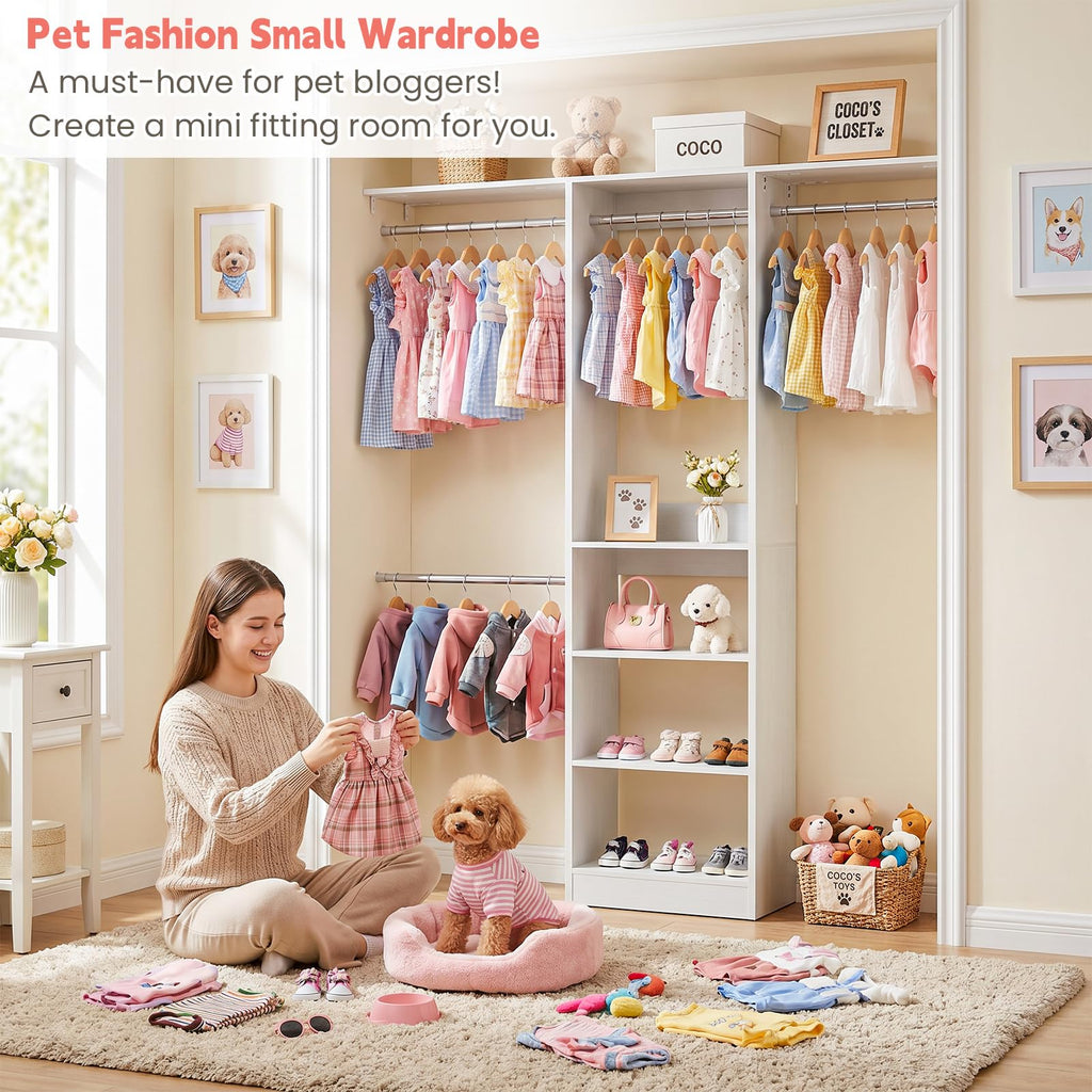 48" Small Closet System, Space-Saving Wall-Mounted Wardrobe Organizer, Mini Garment Rack for Narrow Spaces, Morning