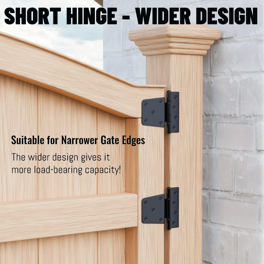 3.5 Inch Heavy Duty Gate Hinges, 2 Pack Extra Thick Black Iron Door Hinges