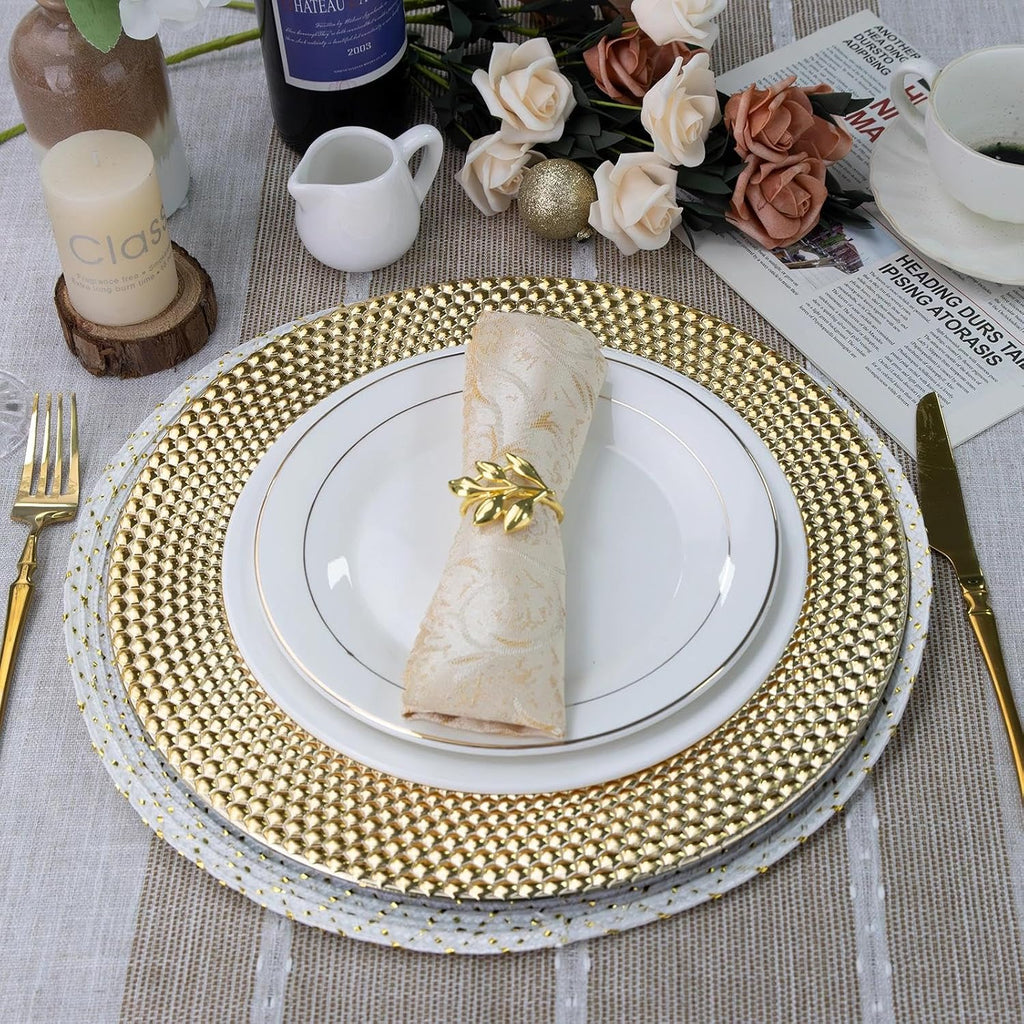 Gold Charger Plates, 13" Electroplated Plate Chargers - Set of 6
