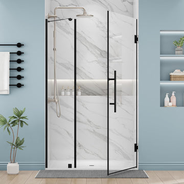 48-48.5" W x 72" H Frameless Glass Shower Door Adjustable, Hinged Shower Door with Ultra Clear Tempered Glass