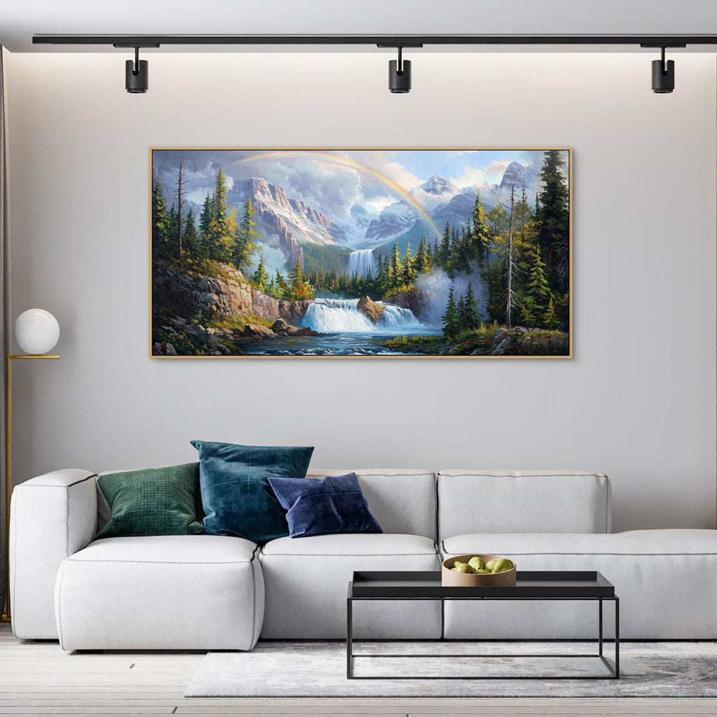 Waterfall Wall Art - Natural Picture Artwork for Walls Lake Landscape Zen Canvas Large Wall Art Bedroom Office Home