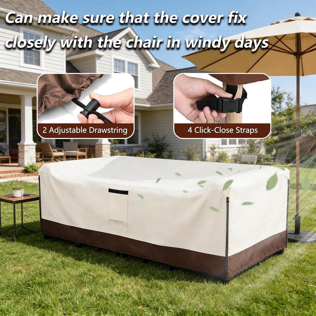 Patio Furniture Covers Waterproof,600D Heavy Duty Patio Cover for 6/7/8 PCS Sets Sectional Sofa Couch Dining Rocking