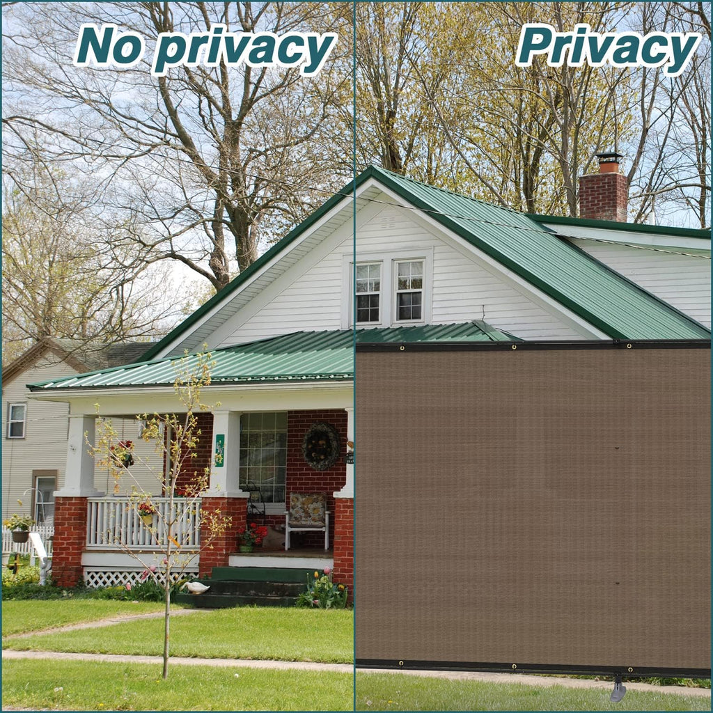 6'Hx24'L Privacy Fence Set with Poles and Rails Ground Spikes Fence Kit for Yard Garden Pool (Brown)