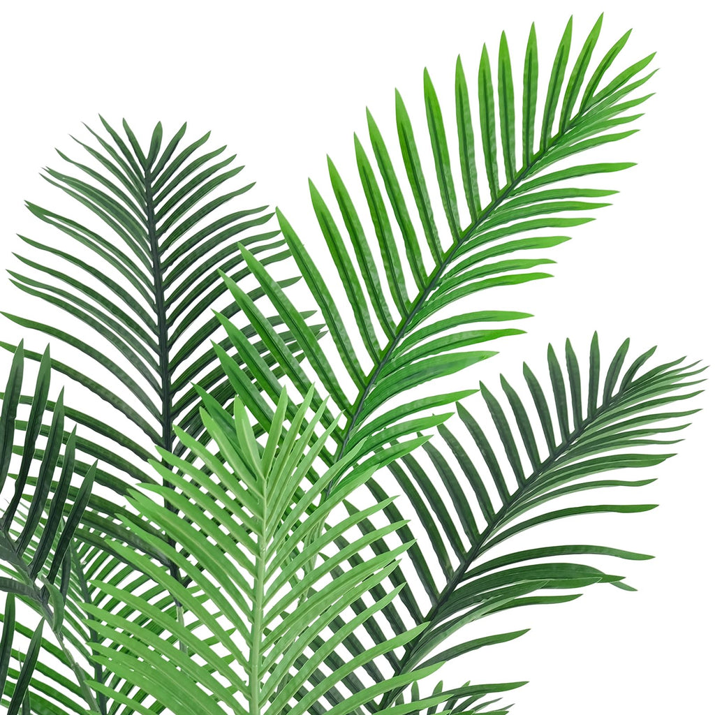 Artificial Palm Tree 5FT, Faux Palm Tree with Tall White Planter, Realistic Leaves & Natural Wood Trunk, Ideal Decor