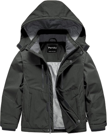 Boy's Waterproof Ski Jacket Kids Winter Snow Coats Fleece Raincoats Parka