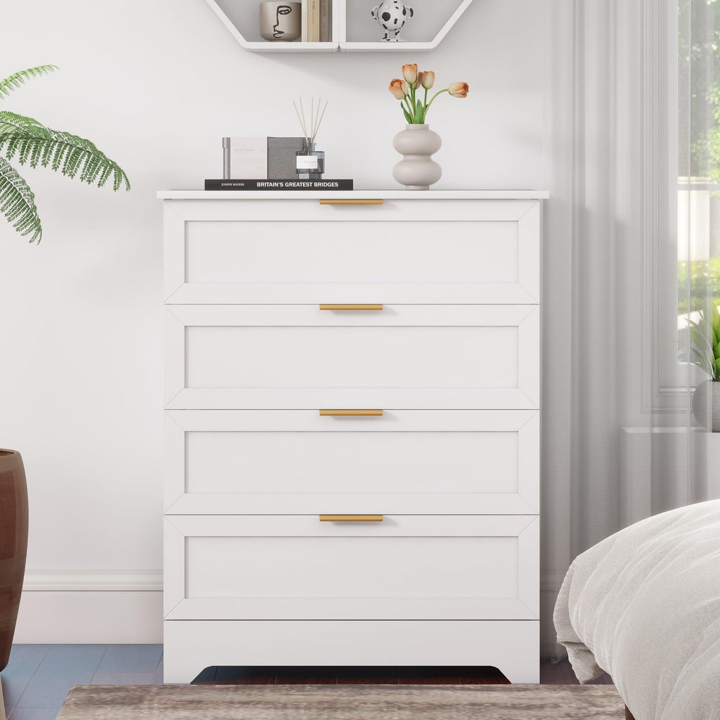 White 4 Drawer, Modern Chest of Drawers