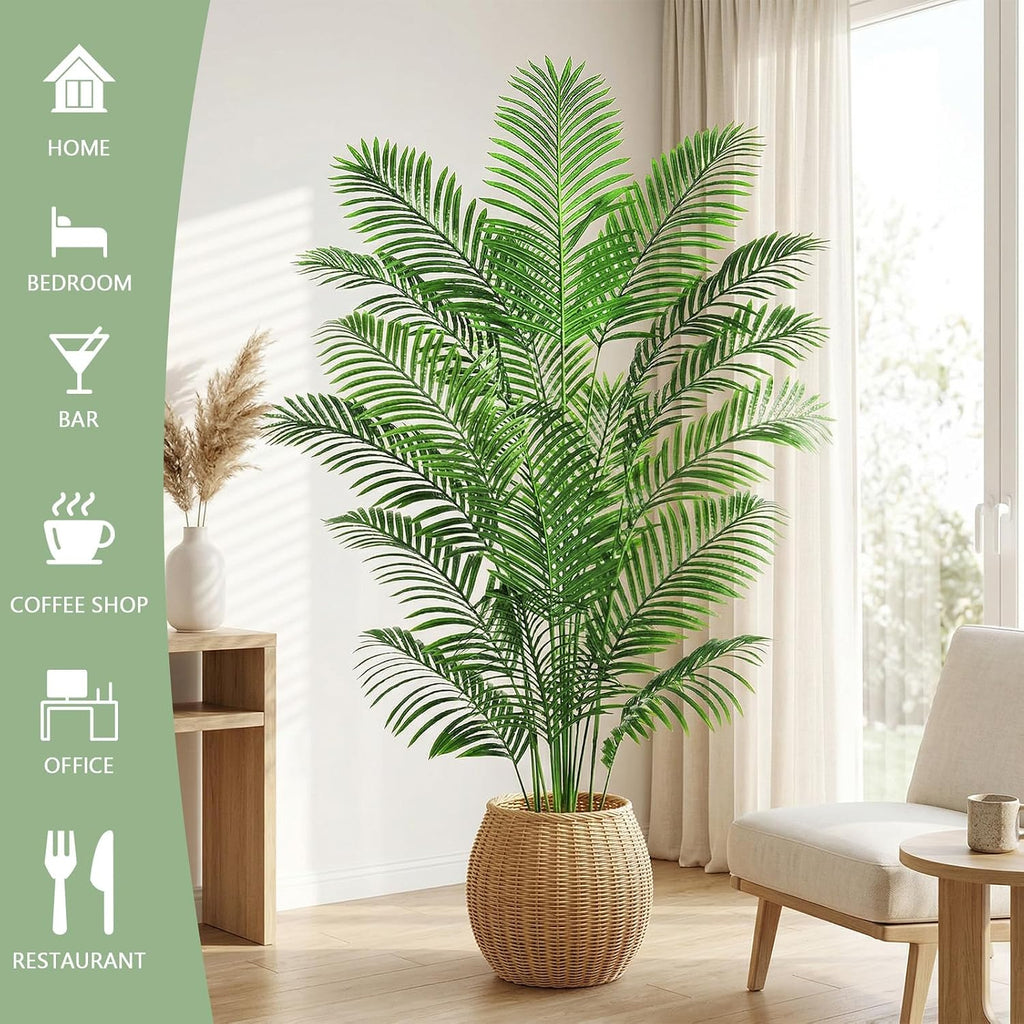 Artificial Palm Tree 6FT, Realistic Tropical Faux Plants Indoor - Set of 2