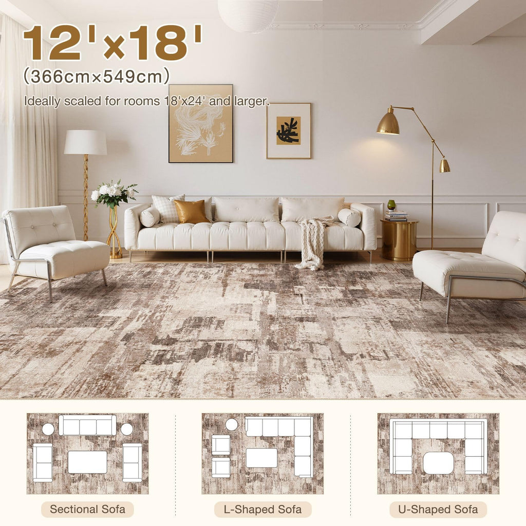 Abstract Area Rugs : Washable Rugs Brown