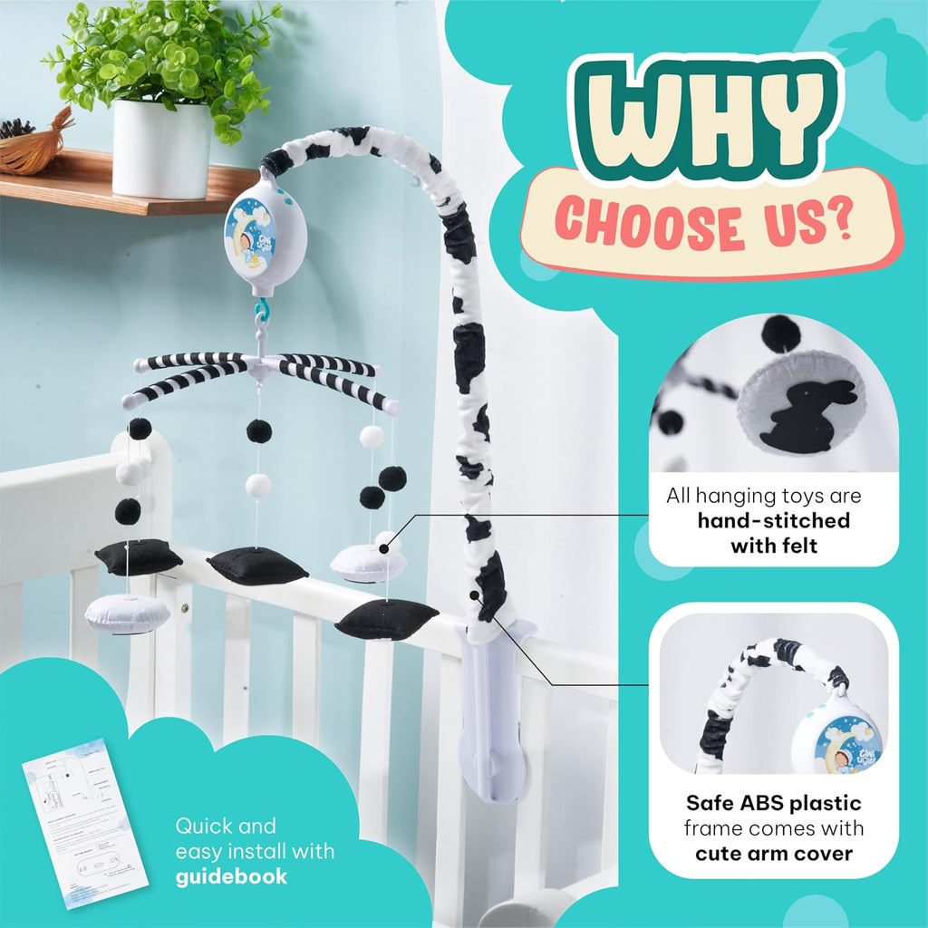 Montessori Mobile Baby for Crib (TINITIGIES) - Black and White Mobile Give Visual Stimulation to Engage Your Newborn