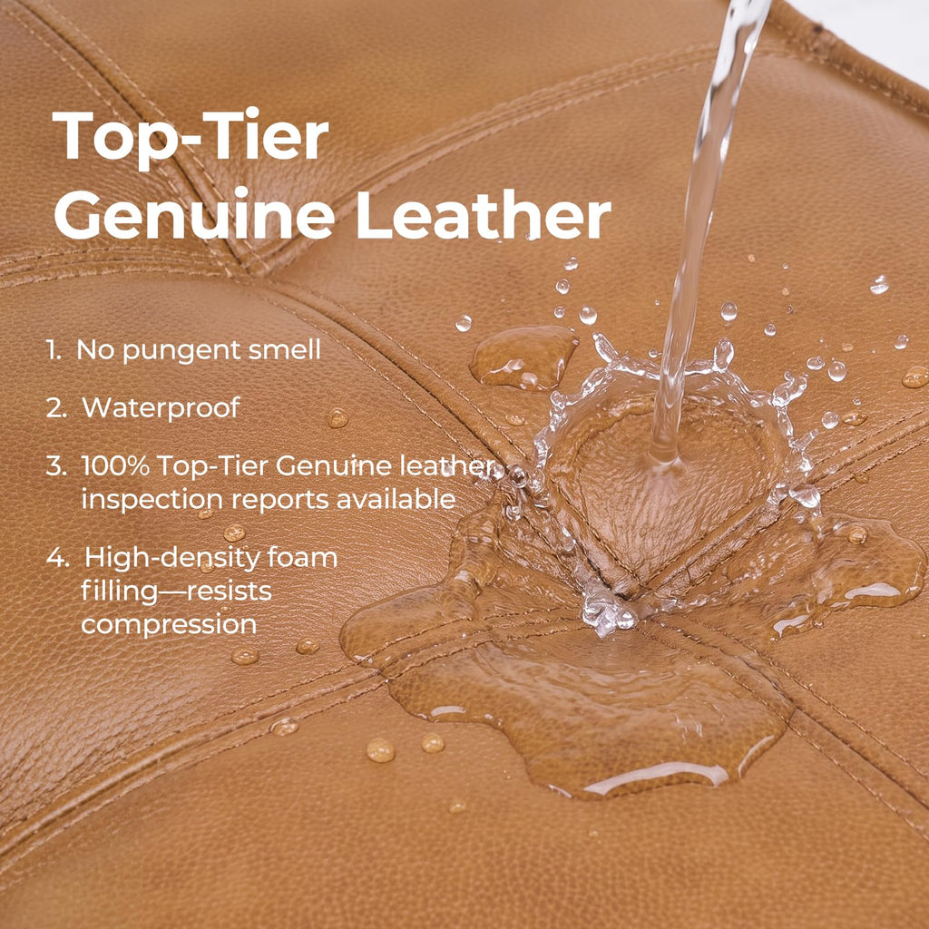 Genuine Leather Square Ottoman, Leather Pouf, Foot Rest