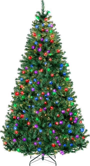 6Ft Pre-Lit Christmas Tree w/Twinkling LEDs, Premium Green Artificial Pine Lighted Holiday Decoration w/ 250 Lights