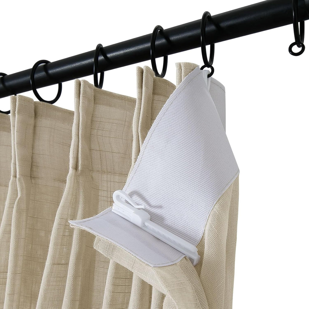 Light Brown Linen Textured Sheer Curtains 102 Inches Long Pinch Pleat Drapes for Living Room Bedroom Faux Linen