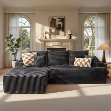 96" Cloud Sectional Couch with L-Shape Chaise, Modern Modular Sofa with Deep Seat, Upholstered Couches Bedroom, No