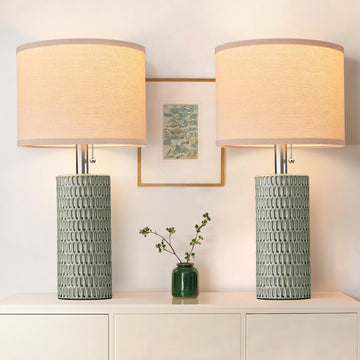 20.5"Modern Ceramic Table Lamps Set of 2, Green