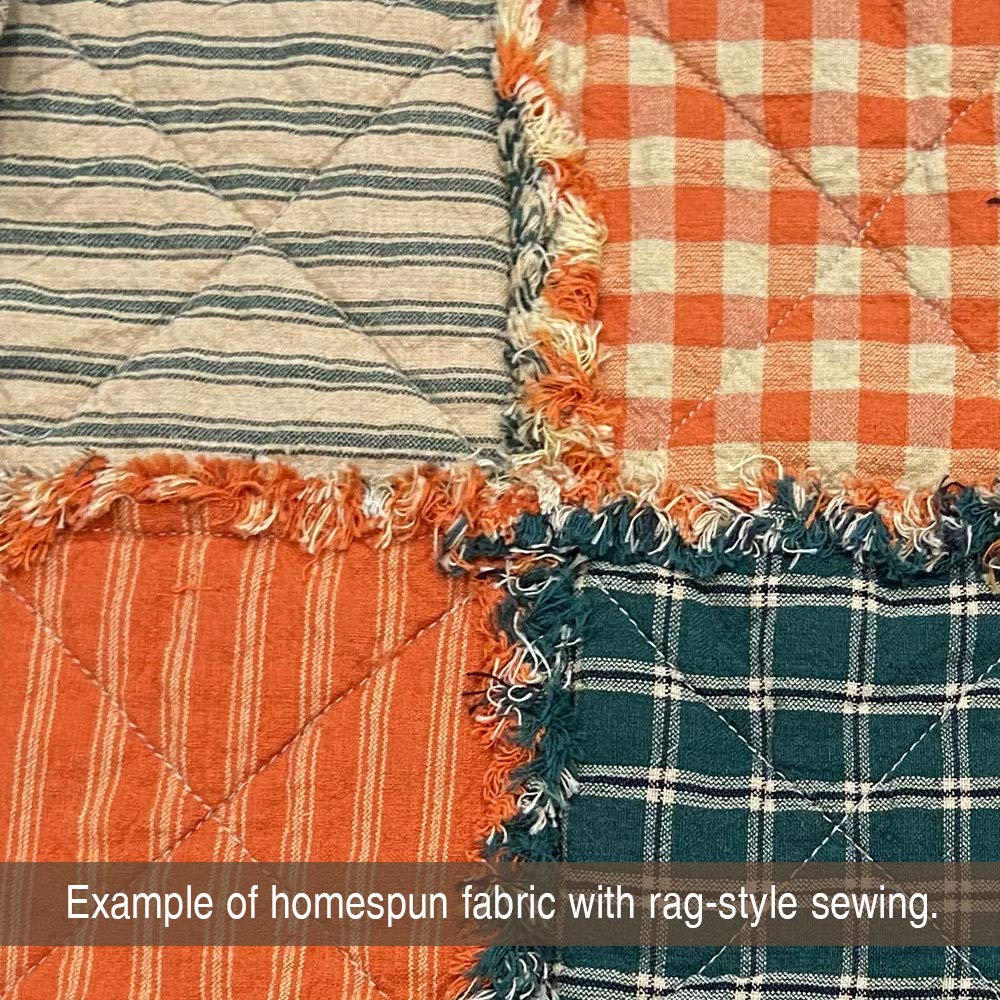 Pumpkin Spice Ticking Stripe Autumn Homespun Cotton Plaid Fabric by - Sold by The Yard