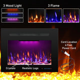 27.1" W Rear Electric Fireplace Inserts with Thermostat, Recessed Fireplace Heater with 3 Flame & Top Light Color