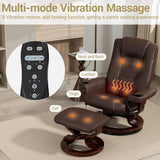 Modern Reclining Lounge Chair — Brown PU Leather