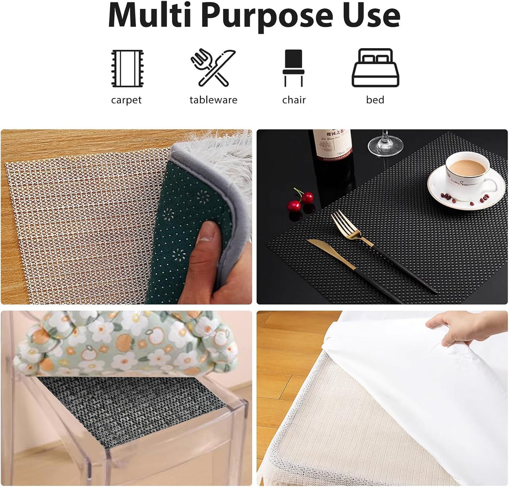 Non Slip Rug Pads for Hardwood Floors, 2x10 Rug Pad Gripper for Area Rugs, Under Carpet Anti Skid Mat, Black, Keep - Set of 20