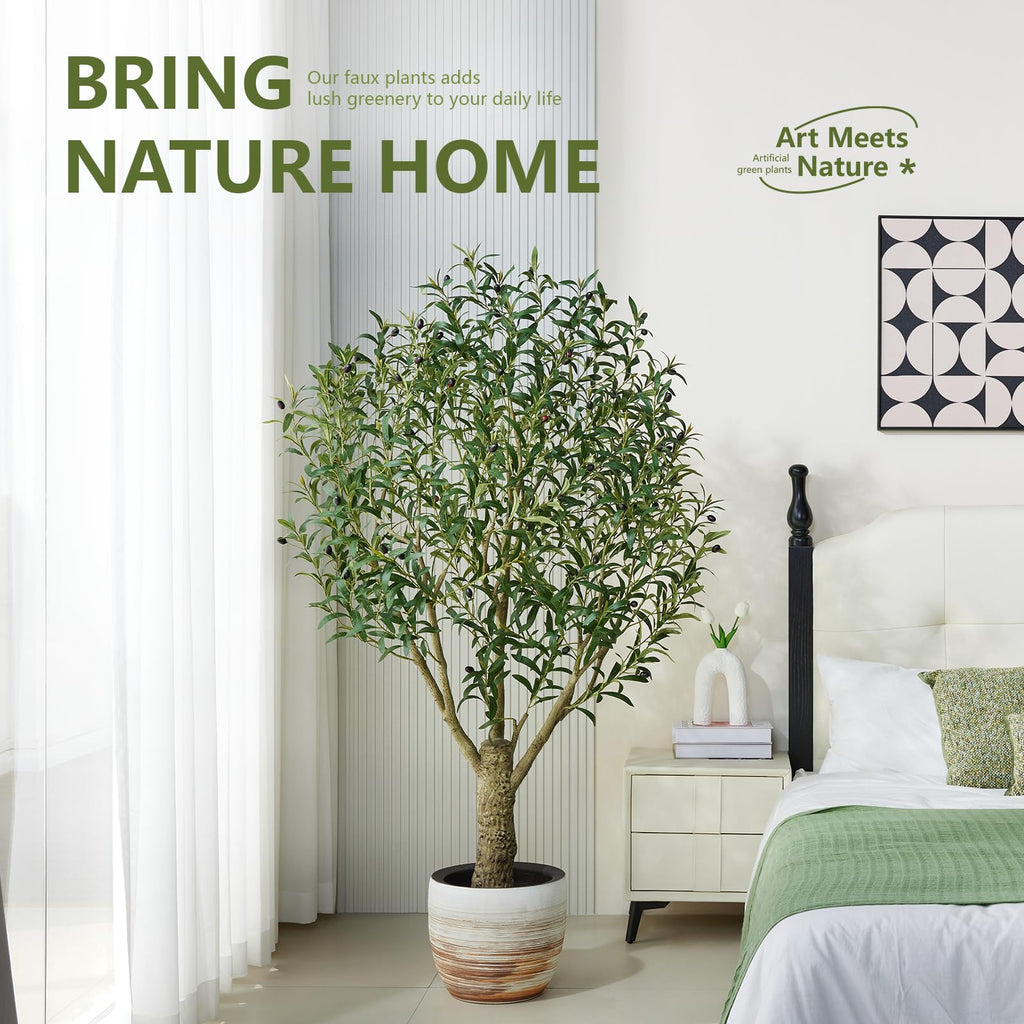 6FT UV-Resistant Artificial Olive Tree with Thick Trunk