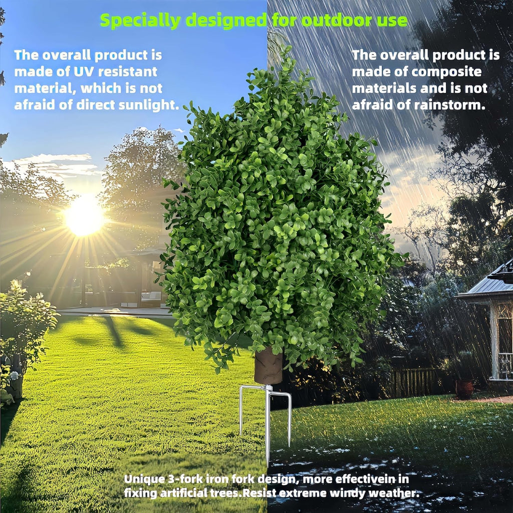 Boxwood Topiary Bush -Artificial Topiary for Outdoors-Evergreen Plants Topiary Ball Tree UV-Resistant Faux Greenery