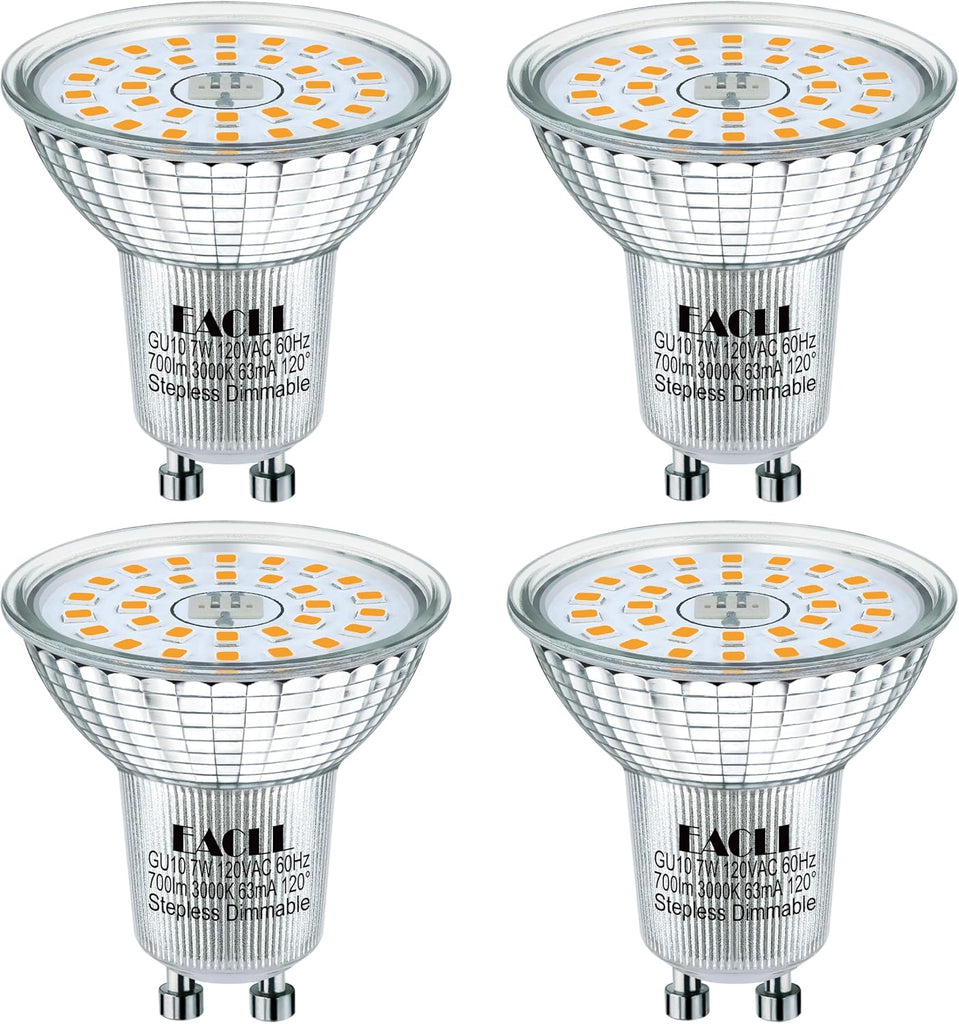 MR16 GU10 LED Bulb Dimmable, 3000K Warm White, 7W Equivalent 75W, 25,000 Hours Lifetime, Energy Efficient Soft White