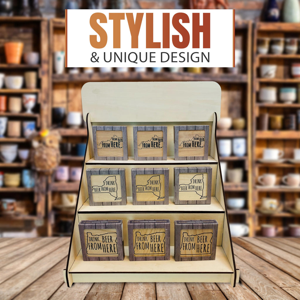 Wooden Portable Retail Table Display Stand Countertop 3 Step Riser Craft Shows, Farmers Markets Tradeshows...