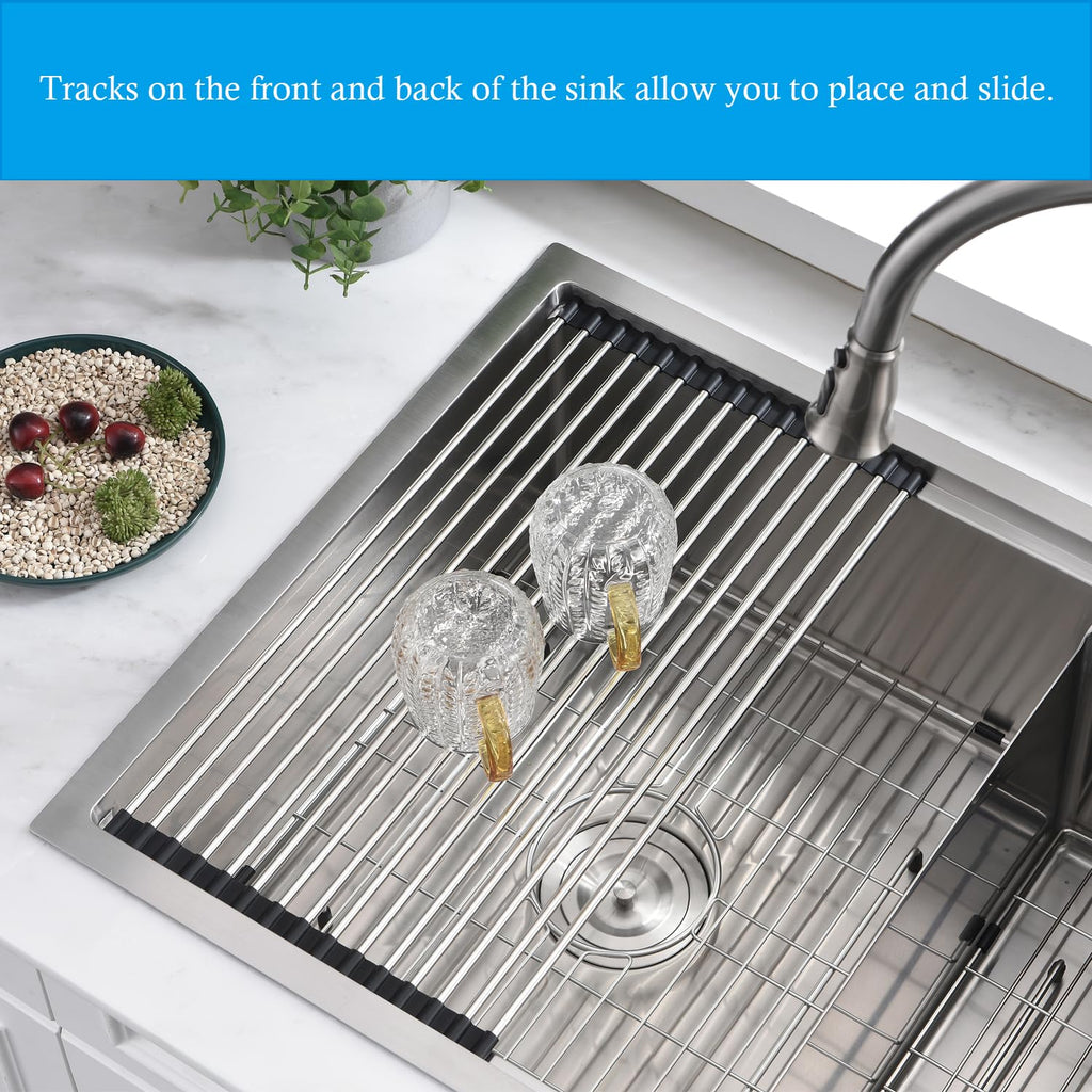 Drop In Double Bowl Kitchen Sink - 33 x 22 Inch Top Mount sink