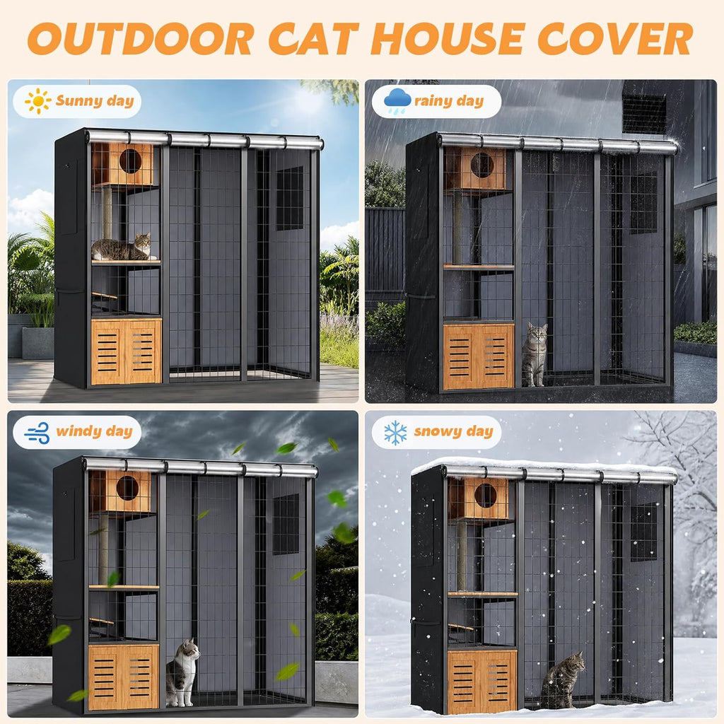 Outdoor Cat House Cover 73" L x 40" W x 73 H for Large Cat Enclosure