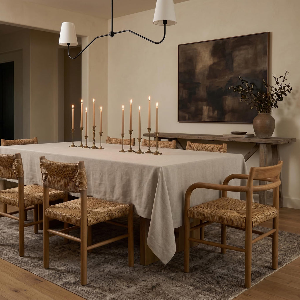 100% Linen Natural Tablecloth for Rectangle Tables, 60 x 90 in