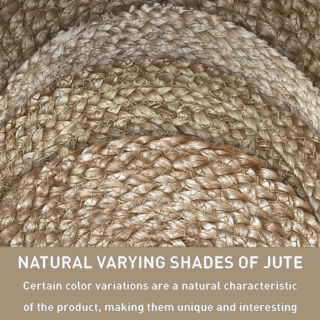 Hand Woven Natural Jute Braided Rug - 6' Round | Rustic Boho Farmhouse Reversible Area Rug , Study, or Patio | Solid