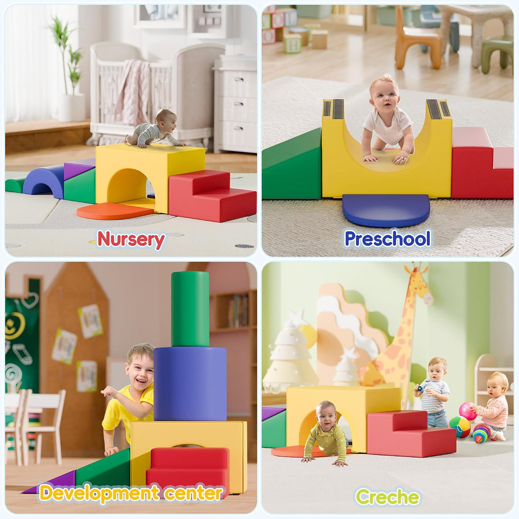 Soft Foam Climbing Blocks Set - Large in-1 Soft Play Toys Crawling & Sliding Climbing Arch for Toddlers, Foam