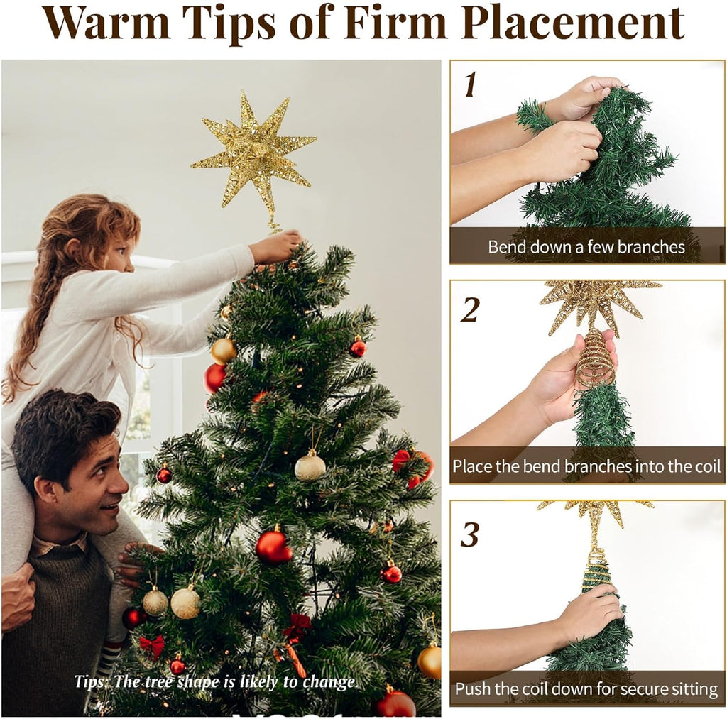 Christmas Tree Topper, Plug 3D Starburst Lighted Star Tree Topper