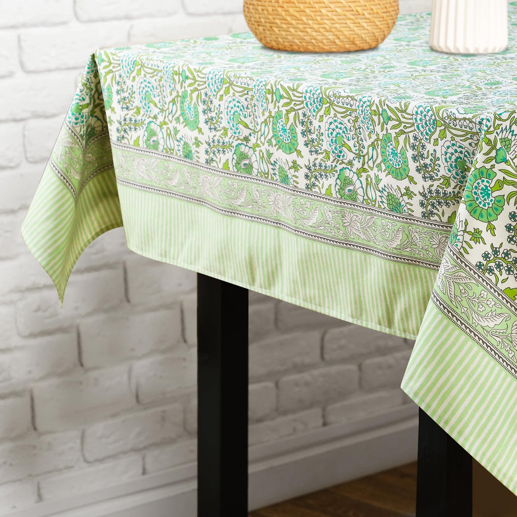 Cotton Tablecloth 60'' X 90'' Green Pattern Green