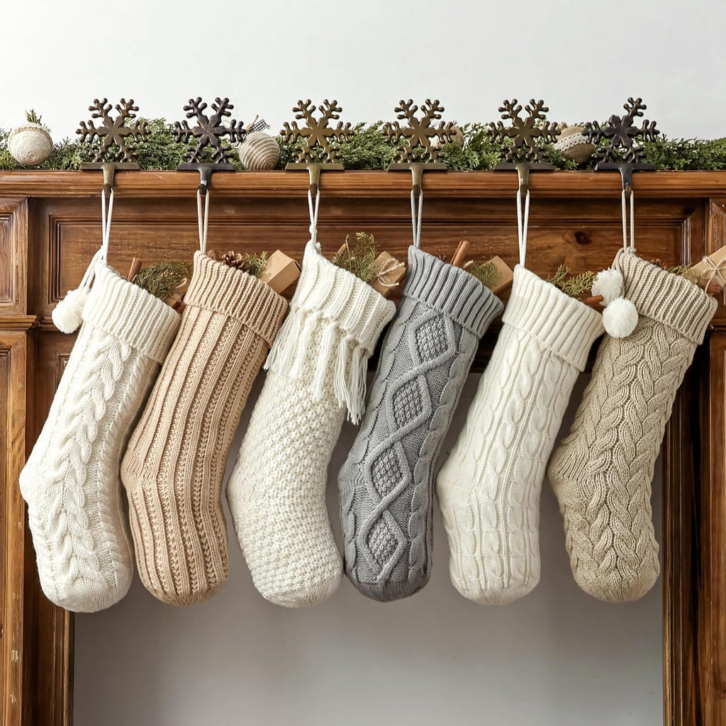 Rustic Knitted : 6 Pack 18 inch Cable Knit Patterns Stockings, Farmhouse Cozy Hanging Xmas Stockings Stocking - Set of 6