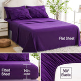 7pc Purple Comforter Set Queen with Sheets, Pintuck 7 Piece Bedding Comforters Bed in a Bag for All Season