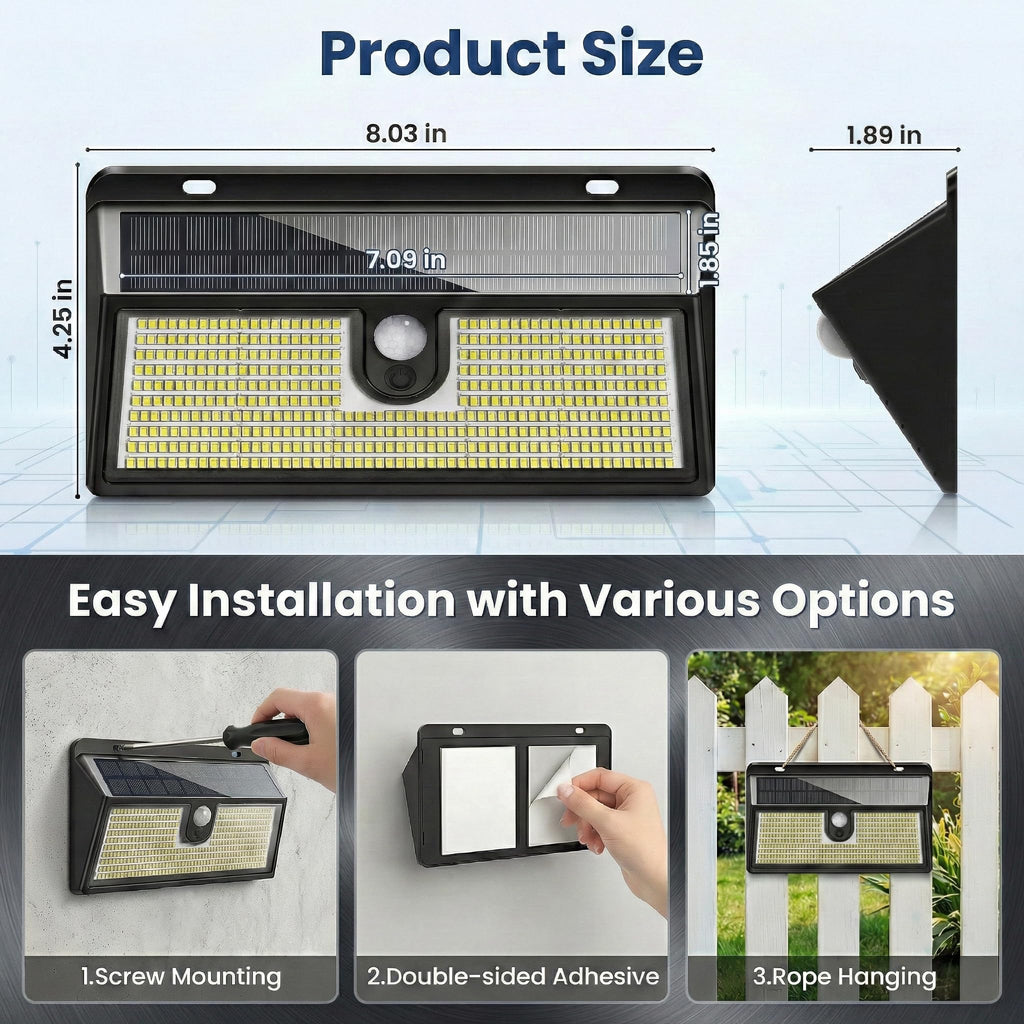 Solar Lights Outdoor, 452 LED Ultra Bright Solar Motion Lights Outdoor, IP65 Waterproof Motion Sensor Outdoor