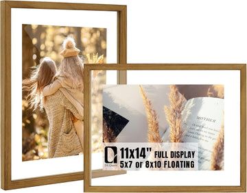 11x14 Floating Photo Picture Frame, Floating Display for Photos 8x10, 7x9, 5x7, 8.5x11 Certificate, or Full Display