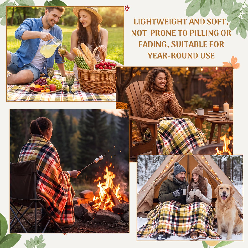 10 Pcs Fall Plaid Throw Blanket Flannel Blanket Bulk, 50"x60"