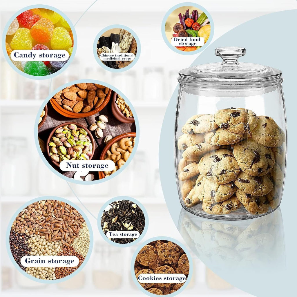 Cookie Jar, Half Gallon Glass Jars with Lids, Candy Jar - Set of 2
