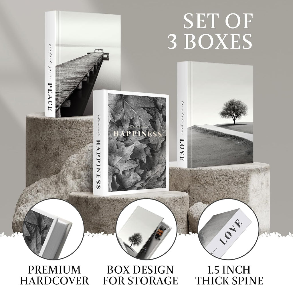 3 Pieces Fake Coffee Table Books Decor, Decorative Books with Hidden Storage, Aesthetic Bookshelf Decor , with unique