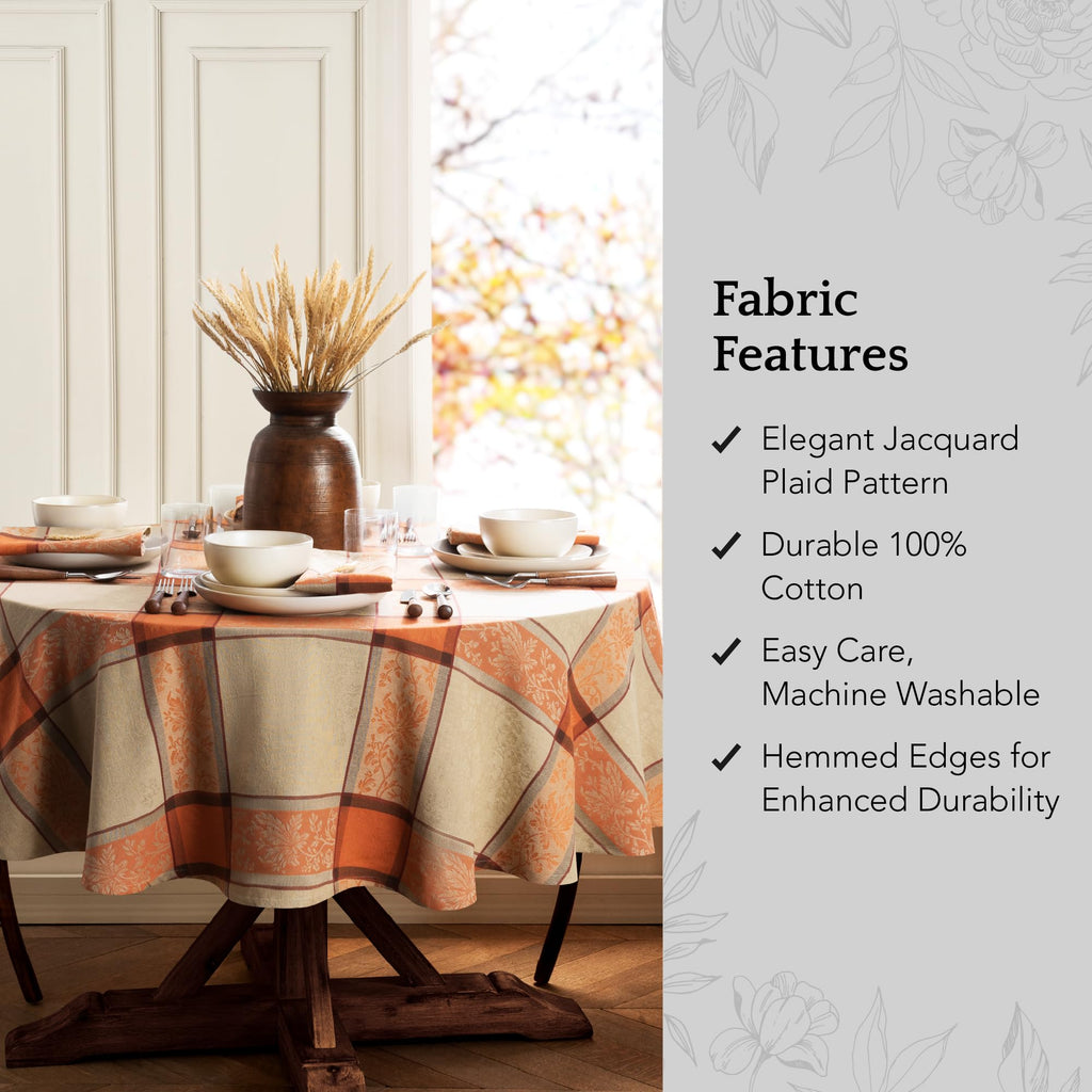 Autumnal Harvest Jacquard Tablecloth, Multicolor - 60" W x 84" L Oval