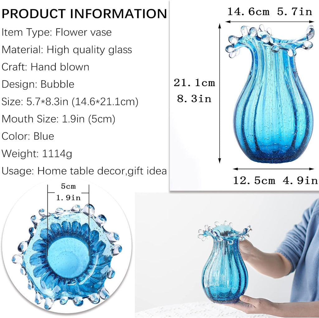 8inch Blown Glass Bubble Vase Collection Modern Art Flower Vase Decoration