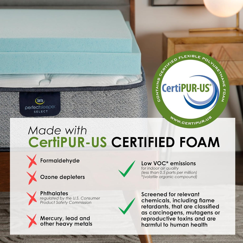 ThermaGel Cooling, Pressure-Relieving Memory Foam Mattress Topper, 2 Inch, Queen,Blue | 2 inch queen gel memory foam
