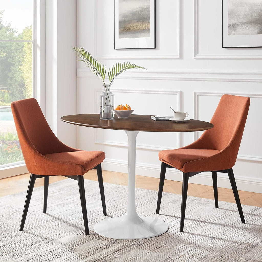 Inspired Tulip Style Oval Pedestal Dining Table — Walnut, 48″ Oval