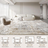 10x14 Area Rug Living Room Rugs - Washable Neutral Modern Abstract Soft Thin Large Rug Indoor Floor 